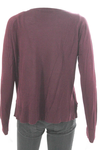 Zara Womens Pullover Viscose Round Neck Long Sleeve Purple Size S