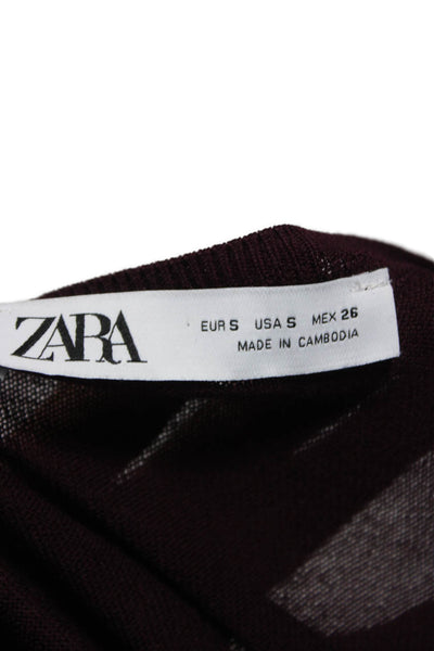 Zara Womens Pullover Viscose Round Neck Long Sleeve Purple Size S