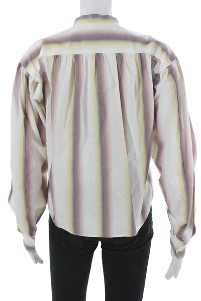 Isabel Marant Etoile Women Striped Collared Button Up Top Multicolor Size 34