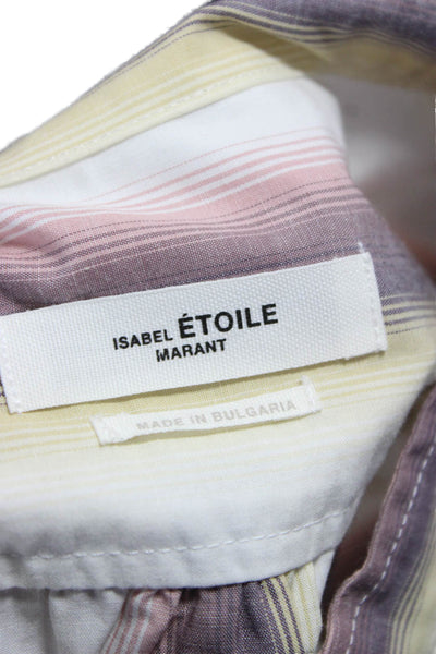 Isabel Marant Etoile Women Striped Collared Button Up Top Multicolor Size 34