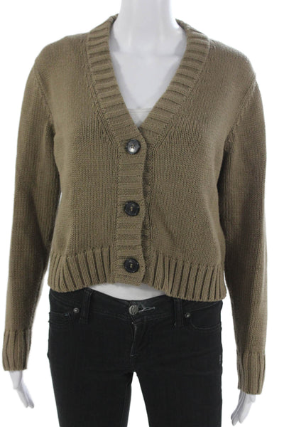 CO Women Cardigan Brown V-Neck Long Sleeve Organic Cotton Size XS