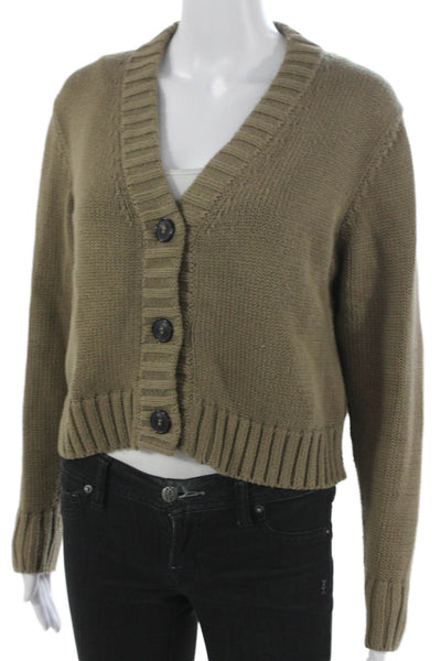 CO Women Cardigan Brown V-Neck Long Sleeve Organic Cotton Size XS