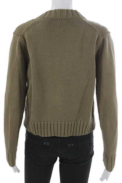 CO Women Cardigan Brown V-Neck Long Sleeve Organic Cotton Size XS