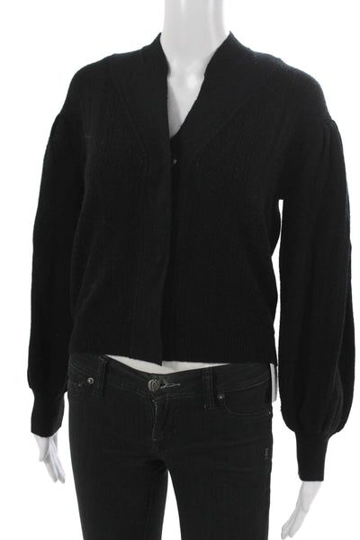 Ba&Sh Womens V-Neck Long Sleeve Wool Cardigan Black Size 2
