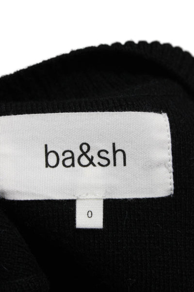 Ba&Sh Womens V-Neck Long Sleeve Wool Cardigan Black Size 2
