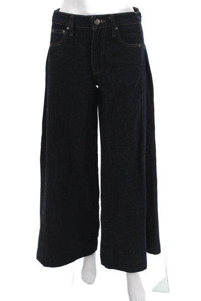 Zara Womens Wide-Leg Blue Jeans Mid Rise 100% Cotton Size 0