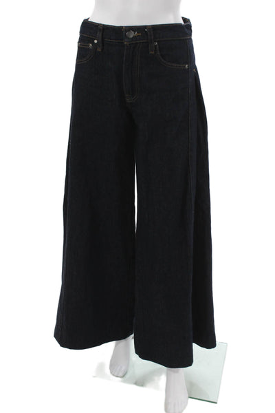 Zara Womens Wide-Leg Blue Jeans Mid Rise 100% Cotton Size 0