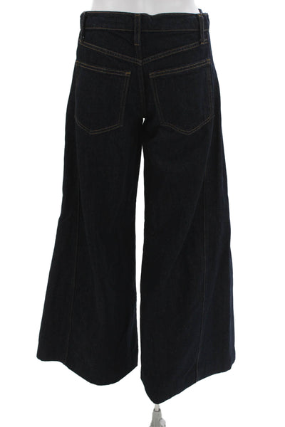 Zara Womens Wide-Leg Blue Jeans Mid Rise 100% Cotton Size 0