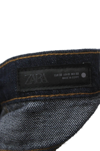 Zara Womens Wide-Leg Blue Jeans Mid Rise 100% Cotton Size 0
