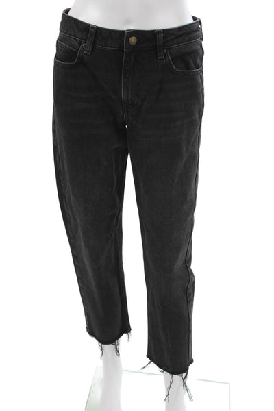 Ba&Sh Women Cropped Jeans Black 100% Cotton High Rise Size 2
