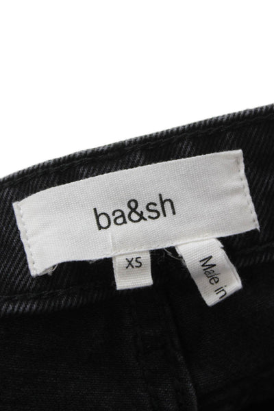 Ba&Sh Women Cropped Jeans Black 100% Cotton High Rise Size 2