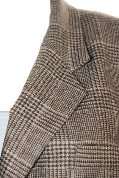 Maje Womens Plaid Wool Pant Suit Blazer Brown Button Long Sleeve Size 38