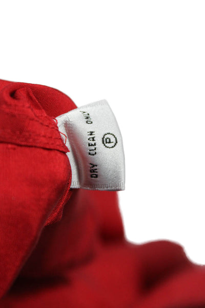 Lafayette 148 New York Women Silk Red Button Up Blouse Long Sleeve Size 8
