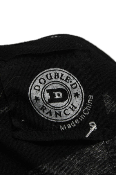 Double D Ranch Women Tunic V-Neck Long Sleeve Black Polyester Tee Size M