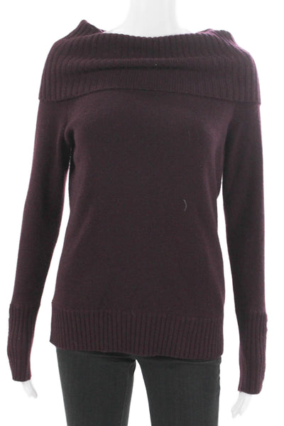 Tweeds Women Purple Merino Wool Cowl Neck Pullover Sweater Long Sleeve Size M