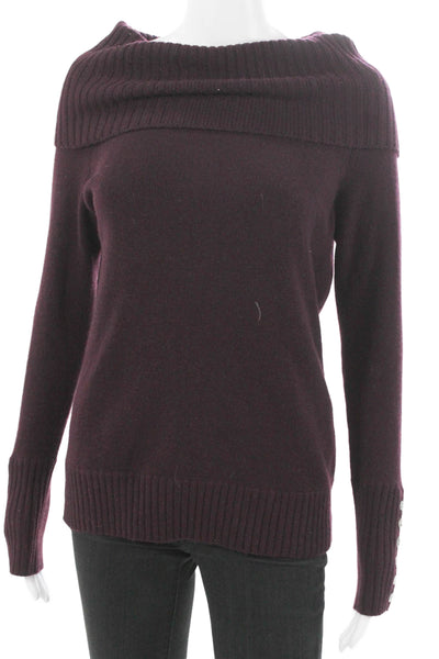 Tweeds Women Purple Merino Wool Cowl Neck Pullover Sweater Long Sleeve Size M