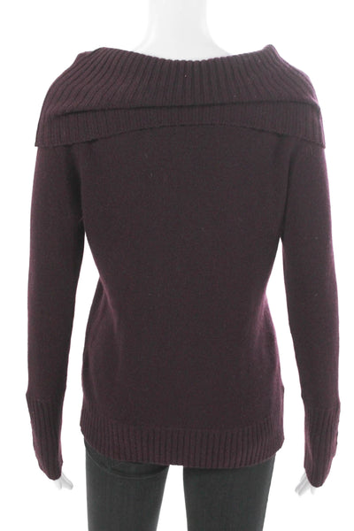 Tweeds Women Purple Merino Wool Cowl Neck Pullover Sweater Long Sleeve Size M