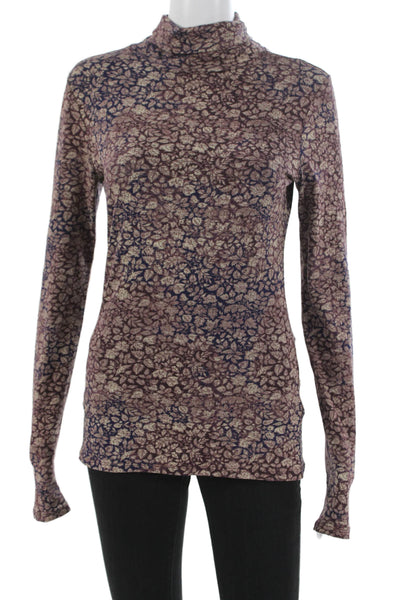Peruvian Connection Women Turtleneck Floral Basic T-Shirt Multicolor Size XS