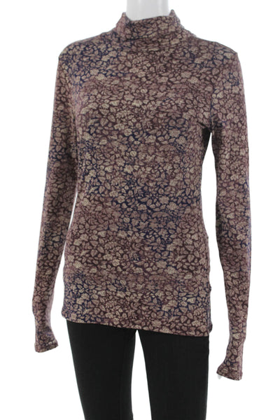Peruvian Connection Women Turtleneck Floral Basic T-Shirt Multicolor Size XS