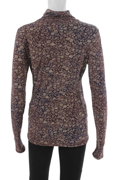 Peruvian Connection Women Turtleneck Floral Basic T-Shirt Multicolor Size XS