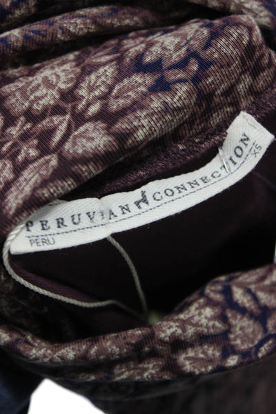Peruvian Connection Women Turtleneck Floral Basic T-Shirt Multicolor Size XS