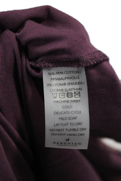 Peruvian Connection Women Turtleneck Floral Basic T-Shirt Multicolor Size XS