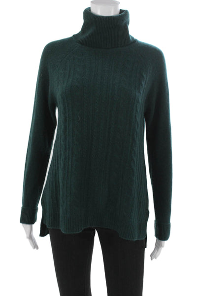 Cashmere Charter Club Women Green Turtleneck Sweater Long Sleeve Size S