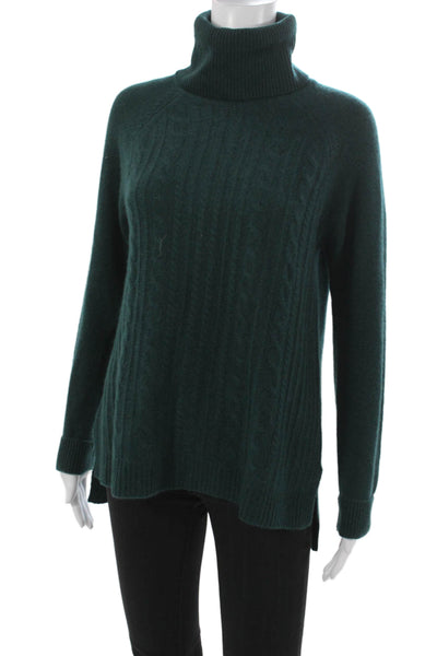 Cashmere Charter Club Women Green Turtleneck Sweater Long Sleeve Size S