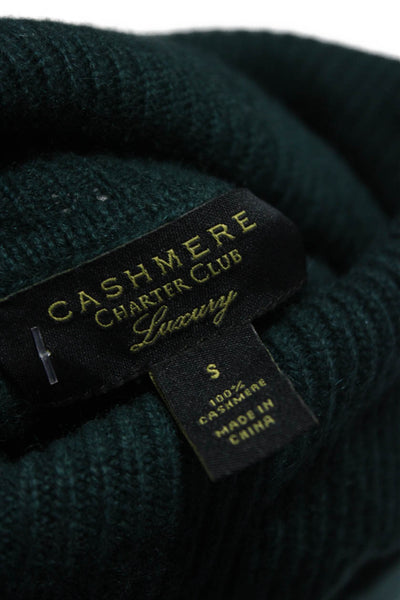 Cashmere Charter Club Women Green Turtleneck Sweater Long Sleeve Size S