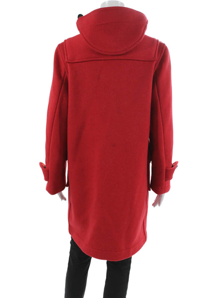Gloverall Womens Red Duffle Coat Toggle Closure Wool Blend Long Sleeve Size 12