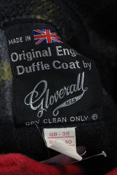 Gloverall Womens Red Duffle Coat Toggle Closure Wool Blend Long Sleeve Size 12