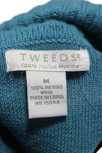 Tweeds Women Pullover Sweater Cowl Neck Merino Wool Blue Long Sleeve Size M