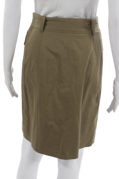 Milly Womens Cargo Cotton Knee Length Skirt Green Button Size 2