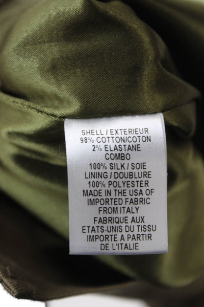 Milly Womens Cargo Cotton Knee Length Skirt Green Button Size 2