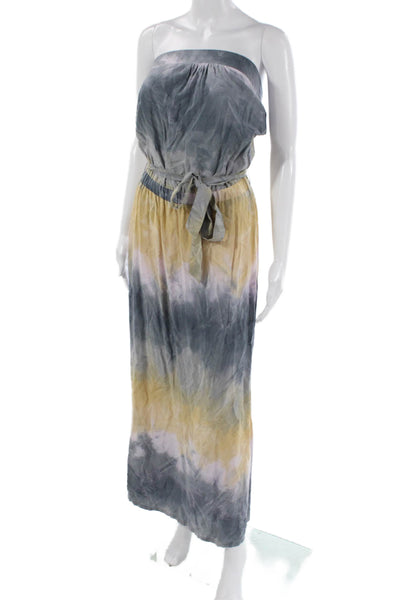 Drew Womens Strapless Tie Dye Viscose Maxi Dress Multicolor Size XS