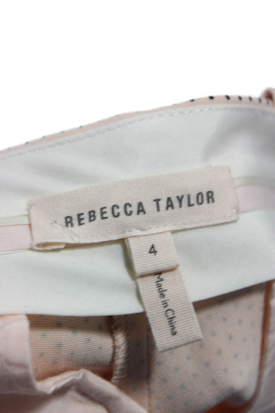 Rebecca Taylor Womens Beige Ankle Pants Viscose Polka Dot Zip Size 4