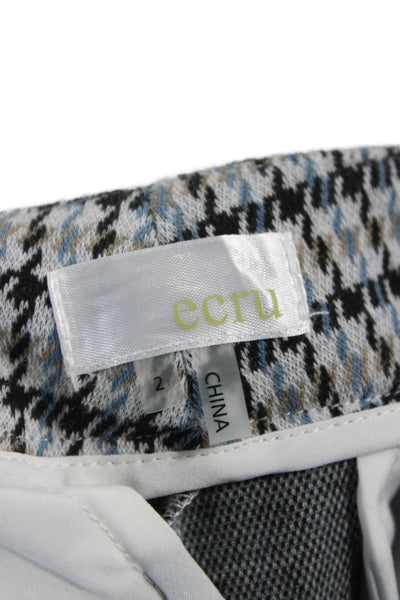 Ecru Women Black Ankle Pants Cotton Check Size 2