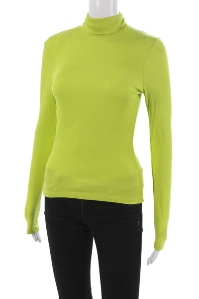 Sen Women Basic Turtleneck Long Sleeve T-Shirt Green Micro Modal Size 1