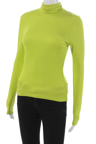 Sen Women Basic Turtleneck Long Sleeve T-Shirt Green Micro Modal Size 1