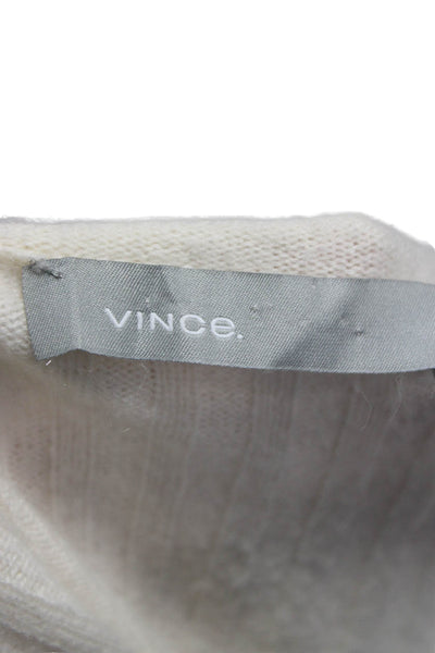 Vince Women Pullover Cashmere Striped Round Neck Ivory Long Sleeve Size XS