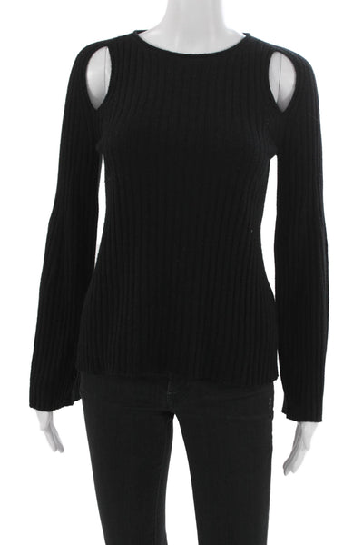 Vince Womens Cashmere Crew Neck Pullover Sweater Black Long Sleeve Size XS