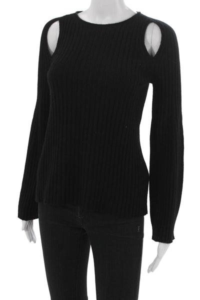 Vince Womens Cashmere Crew Neck Pullover Sweater Black Long Sleeve Size XS