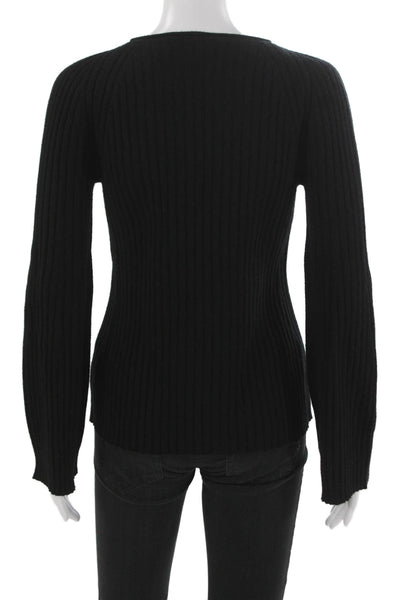 Vince Womens Cashmere Crew Neck Pullover Sweater Black Long Sleeve Size XS