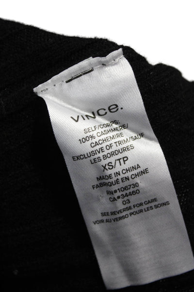Vince Womens Cashmere Crew Neck Pullover Sweater Black Long Sleeve Size XS