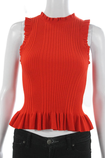 Rebecca Taylor Womens Basic Viscose High Neck Sleeveless Tank Orange Size XS