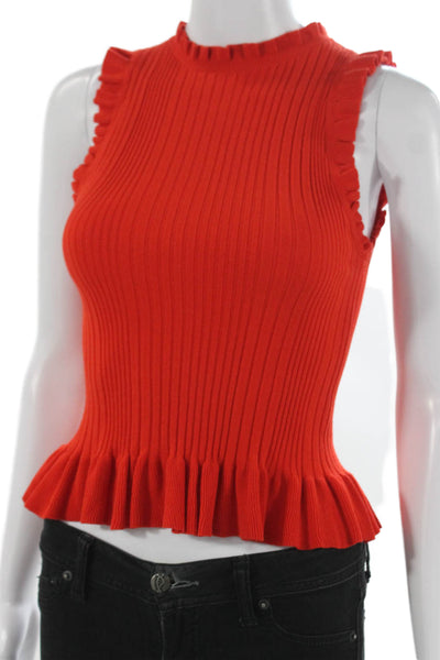 Rebecca Taylor Womens Basic Viscose High Neck Sleeveless Tank Orange Size XS