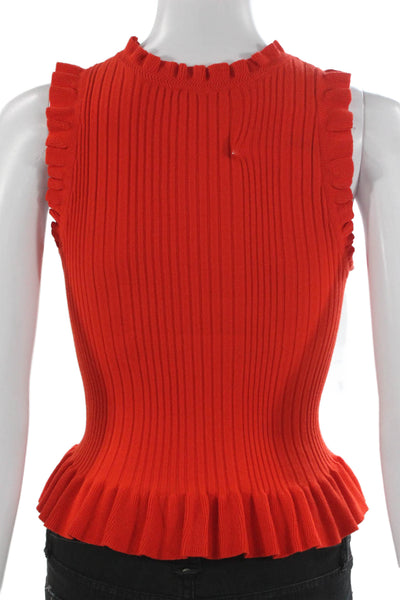 Rebecca Taylor Womens Basic Viscose High Neck Sleeveless Tank Orange Size XS