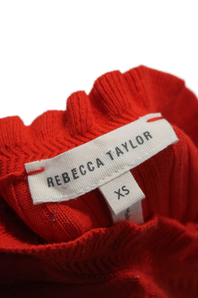 Rebecca Taylor Womens Basic Viscose High Neck Sleeveless Tank Orange Size XS