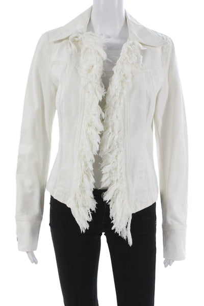 Richmond Denim Womens Basic Jacket White Cotton Long Sleeve Size 8