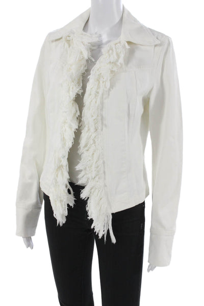 Richmond Denim Womens Basic Jacket White Cotton Long Sleeve Size 8
